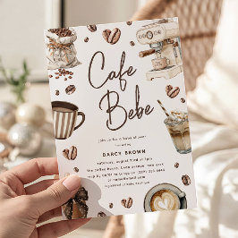 Invitación Cafe Bebe' Watercolor Coffee Baby Shower