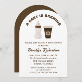 Invitación Café Blanco Marrón Un Bebé Está Preparando Baby Sh