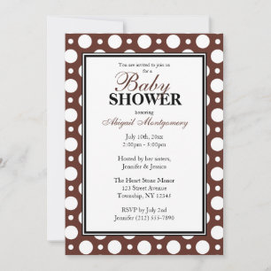 Invitación Cafe Brown Baby Shower de puntos de polka variados