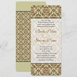 Invitación Café Caramel Golden Lime Damask Wedding Invita