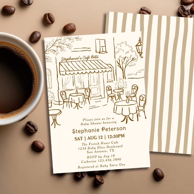 Invitación Café con tema de cafetería francesa Bebe Baby Show (Subido por el creador)