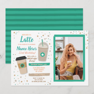 Invitación Café Cumpleaños Latte Cafe Shop Beans Foto