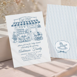 Invitación Café de Moda Bebe French Coffee Shop Baby Shower