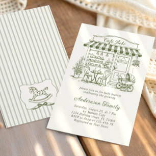 Invitación Café de moda Bebe Salón de Té Baby Shower