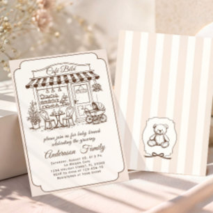 Invitación Café de Moda Bebe Salón de Té Francés Fiesta de Na