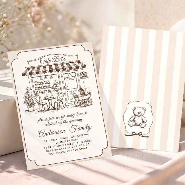 Invitación Café de Moda Bebe Salón de Té Francés Fiesta de Na (Subido por el creador)
