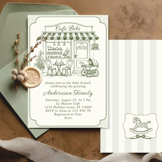 Invitación Café de Moda Bebe Shower de Bebé Francés (Subido por el creador)