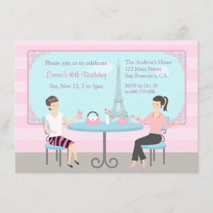 Invitación Cafe Eiffel Tower Paris Fiesta de cumpleaños