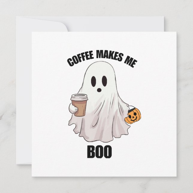 Invitación Café Fantasma Halloween Divertido  (Anverso)