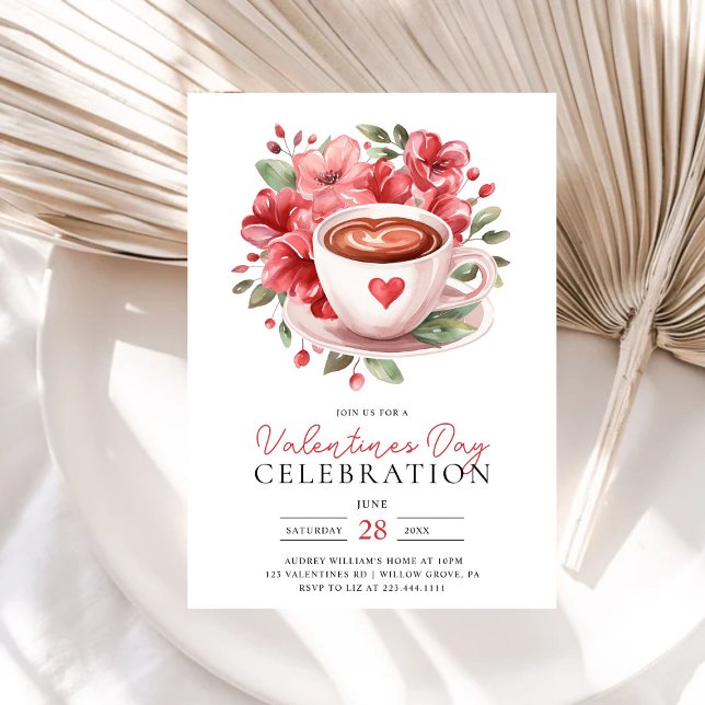 Invitación Café floral moderno Valentines Galentines Fiesta (Subido por el creador)