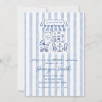Café Francés Azul Bistro París Ducha de Bebé Niño