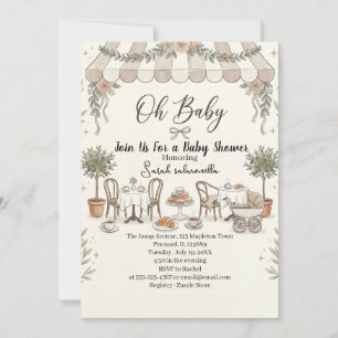 Invitación Café Francés Oh Baby Paris Bistro baby shower 