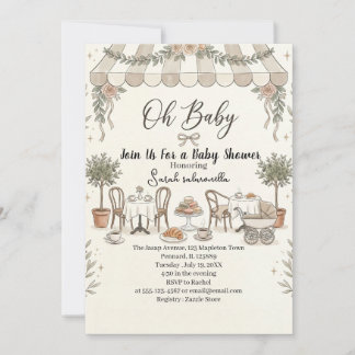 Invitación Café Francés Oh Baby Paris Bistro baby shower