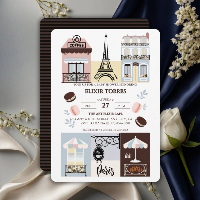 Invitación Café francés París Baby Shower pastelería (Subido por el creador)