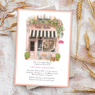 Invitación Café Francés Parisino Bonjour Bebe Baby Shower 