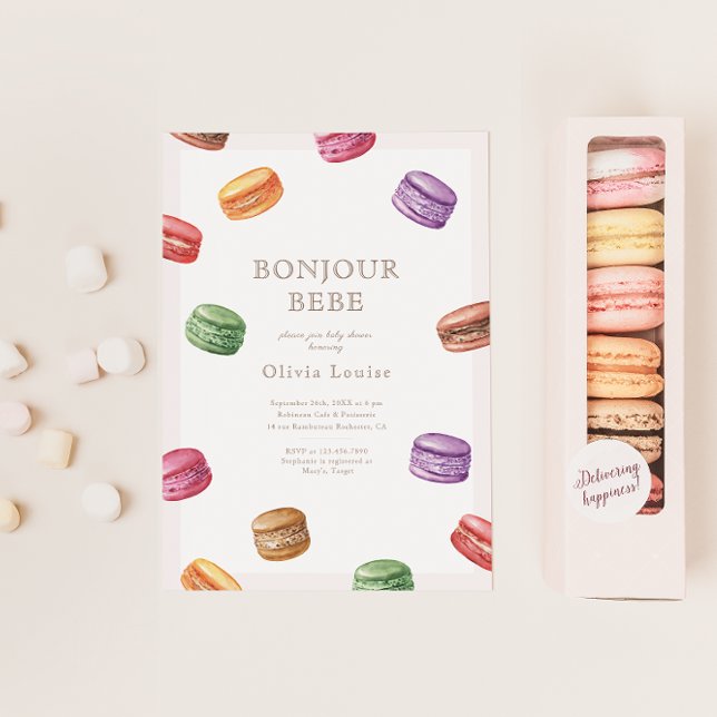 Invitación Cafe francés Patisserie Macarons Sweet Baby Shower (Subido por el creador)