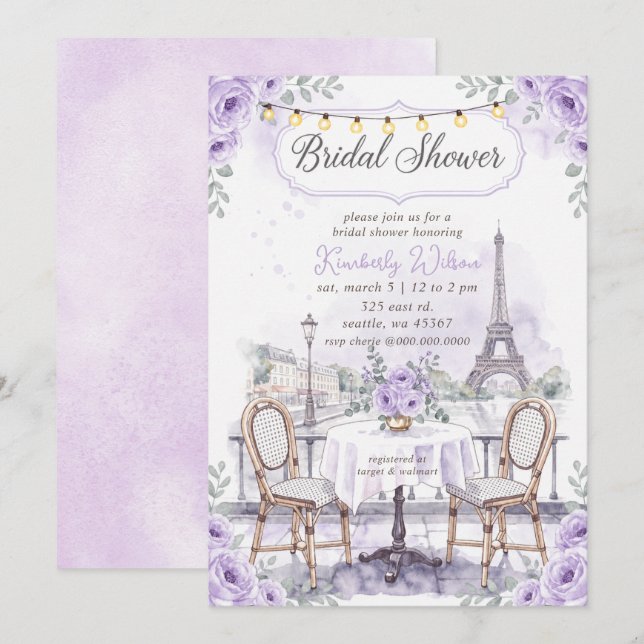 Invitación Café Francés Tema París Torre Eiffel Despedida de  (Anverso / Reverso)