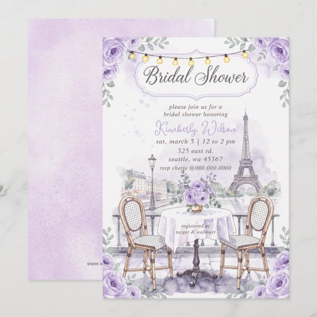 Invitación Café Francés Tema París Torre Eiffel Despedida de  (Anverso / Reverso)
