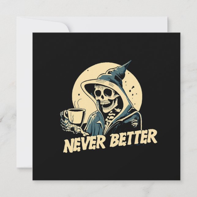 Invitación Café Halloween Esqueleto (Anverso)