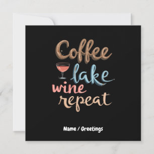 Invitación Café, lago, vino, repetidas vacaciones divertidas 