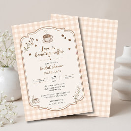 Invitación Café Love Is Brewing Beige Vintage Personalizado