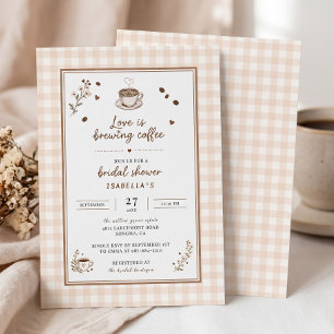Invitación Café Love Is Brewing Boho Beige Personalizado