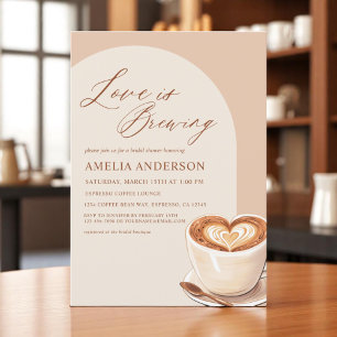 Invitación Cafe Love is Brewing Coffee Arch Bridal Shower