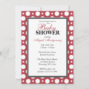 Invitación Cafe Merlot Red Assored Polka Dots Baby Shower