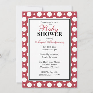 Invitación Cafe Merlot Red Assored Polka Dots Baby Shower