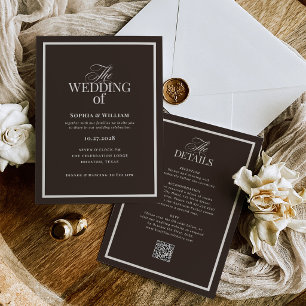 Invitación Café oscuro marrón espresso Código QR RSVP de lu