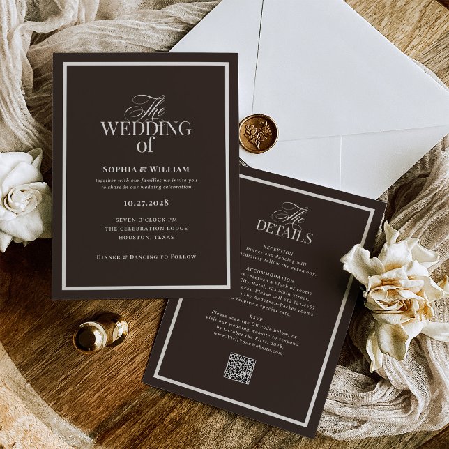 Invitación Café oscuro marrón espresso | Código QR RSVP de lu (Subido por el creador)