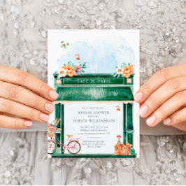 Invitación Cafe Paris Boulangerie Watercolor Bridal Shower