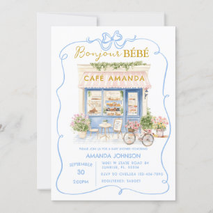 Invitación Cafe parisino Blue Coquette Baby Shower