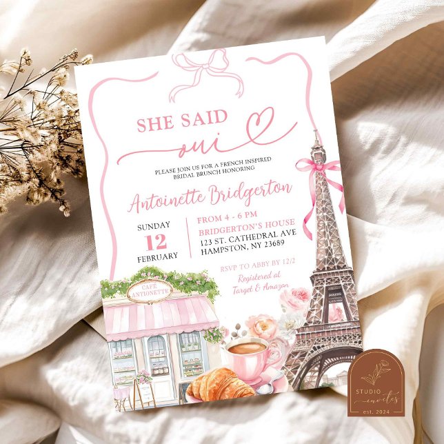 Invitación Café parisino de Coquette Brunch Bridal Francés (Subido por el creador)