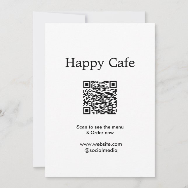 Invitación Cafe restaurant scan para ver el menú pedir hotel  (Anverso)
