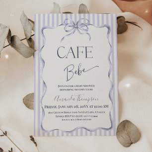 Invitación Cafe Retro Arcoíris Azul Bebe Niño Cumpleaños Bebé