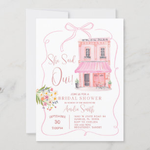 Invitación Café Rosa París Torre Eiffel Ducha Bridal