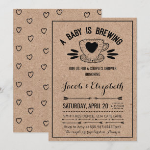 Invitación Café Rústico Parejas Baby Shower Cría Bebé