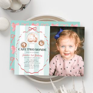 Invitación Cafe Two Monde Lazo de Café Foto Niña Cumpleaños 2