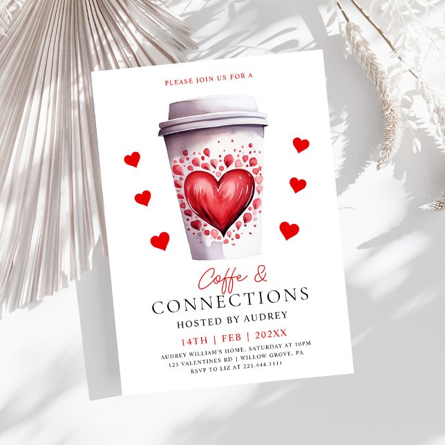 Invitación Café y conexiones Fiesta latte de San Valentín (Subido por el creador)