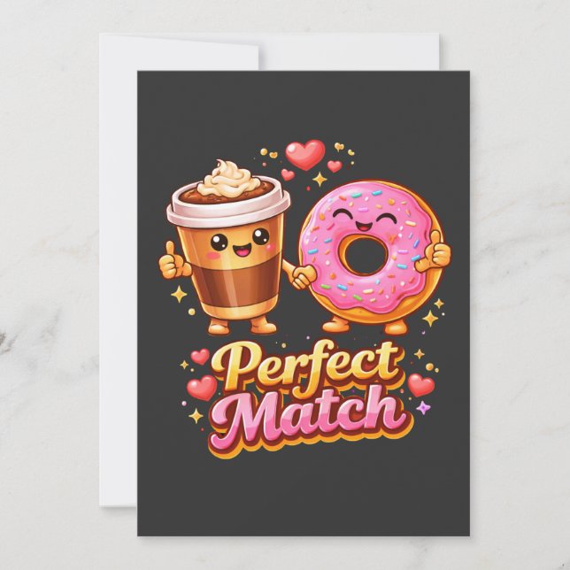 Invitación Café y Donut Perfectos Comida Adorable (Anverso)