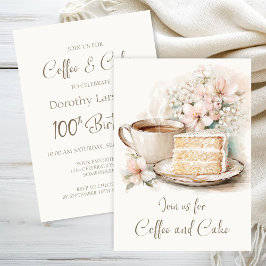 Invitación Café y pastel 100 cumpleaños