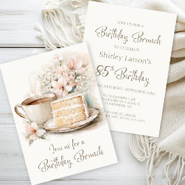 Invitación Café y tarta Brunch de cumpleaños 85