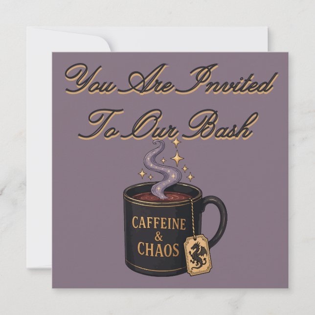 Invitación Cafeína y Caos (Anverso)