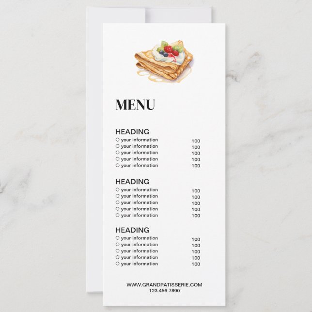 Invitación Cafetería moderna con menú y carta de precios (Reverso)