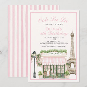Invitación Cafetería parisina de cumpleaños de París