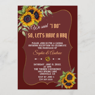 Invitación Caída Acuarela girasoles Borgoña Hago BBQ