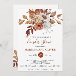 Invitación Caída Acuarela Parejas Florales Ducha