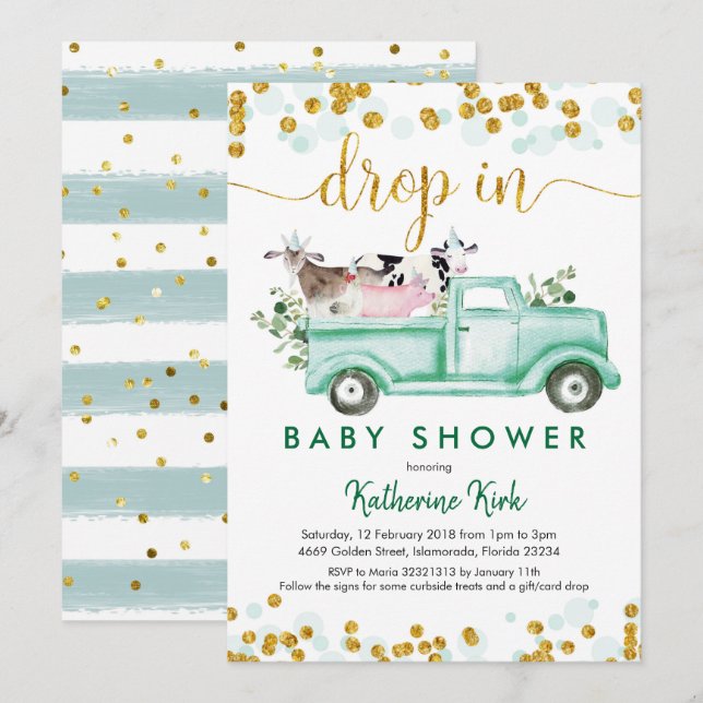 Invitación Caída Agrícola En Baby Shower De Distancia Social (Anverso / Reverso)