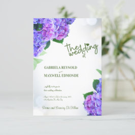 Invitación Caída Azul Naturaleza Púrpura Hidrangea Boda
